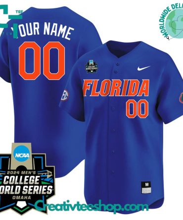 Florida Gators 2024 College World Series Navy Baseball Jersey