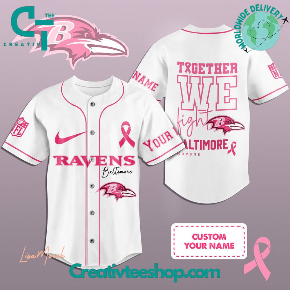 Baltimore Ravens Breast Cancer Together We Fight Baseball Jersey