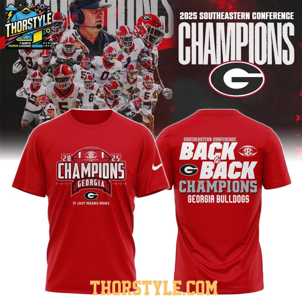 Georgia Bulldogs Back To 2025 Sec Football Conference Champions Hoodie T-Shirt - Image 3
