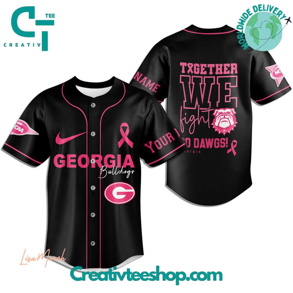 Georgia Bulldogs Breast Cancer Together We Fight Baseball Jersey - Image 2