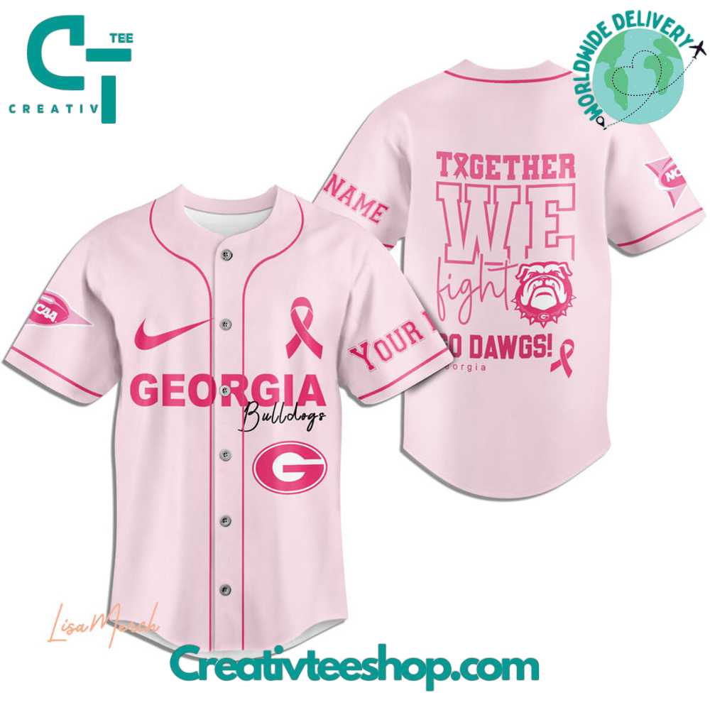 Georgia Bulldogs Breast Cancer Together We Fight Baseball Jersey - Image 3