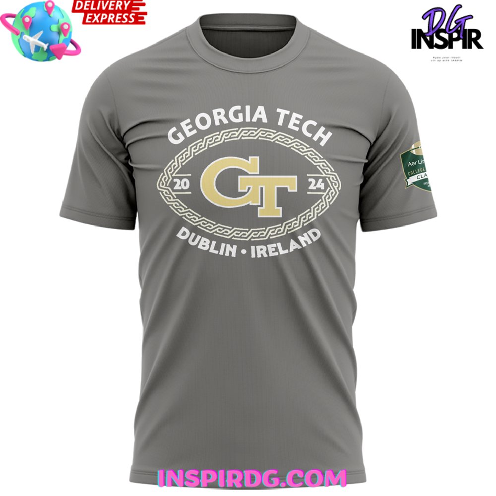 Georgia Tech Football Dublin Ireland 2024 T-Shirt - Image 2