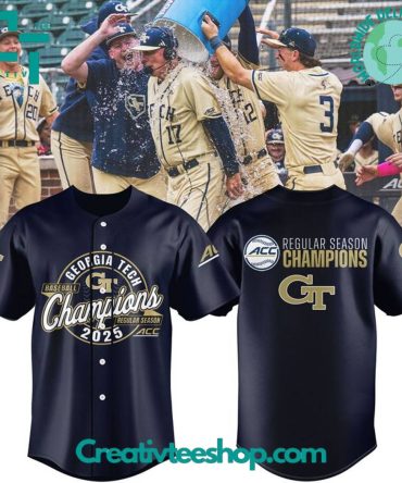 Georgia Tech Yellow Jackets 2025 Acc Baseball Regular Season Champions Baseball Jersey