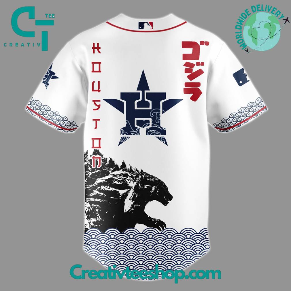 Godzilla X Houston Astros Japan Edition Special Baseball Jersey - Image 3