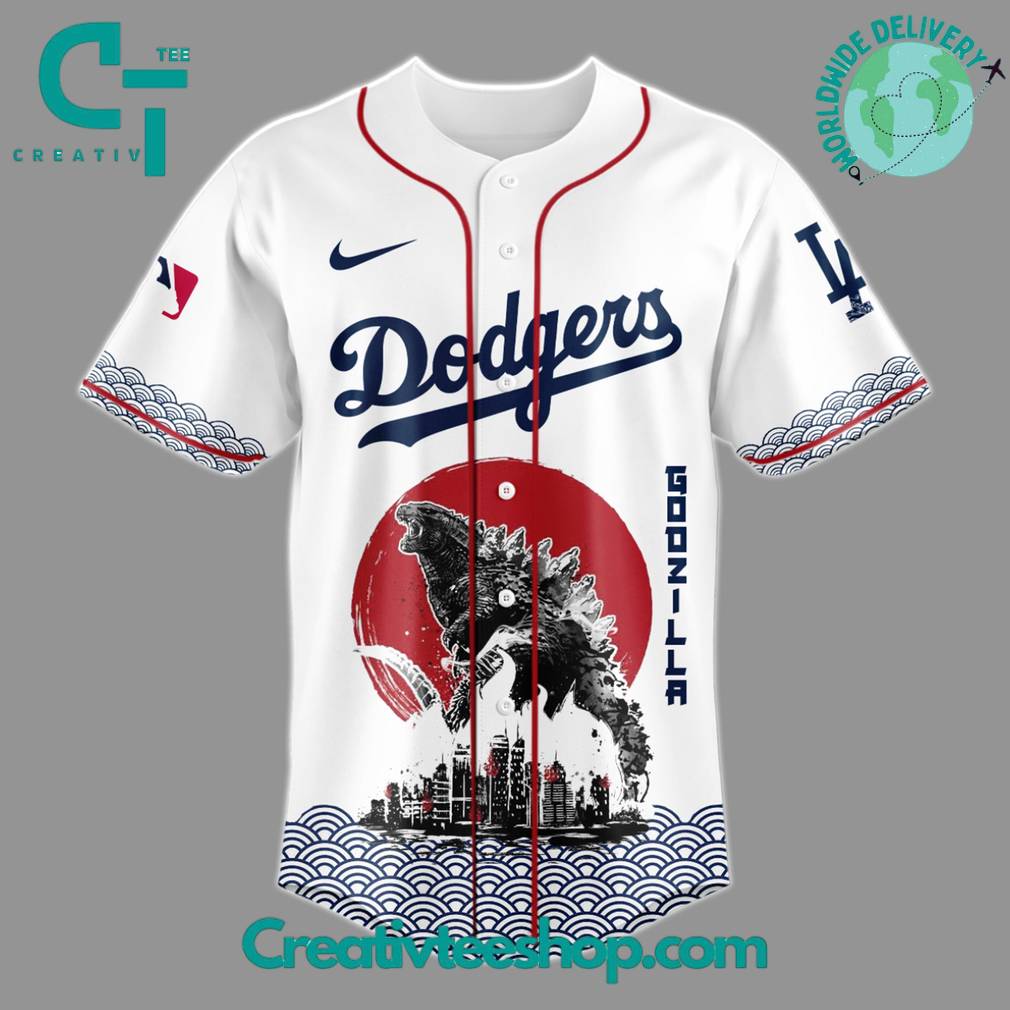 Godzilla X Los Angeles Dodgers Japan Edition Special Baseball Jersey - Image 2
