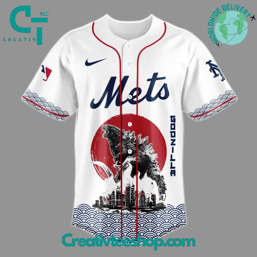 Godzilla X New York Mets Japan Edition Special Baseball Jersey - Image 3