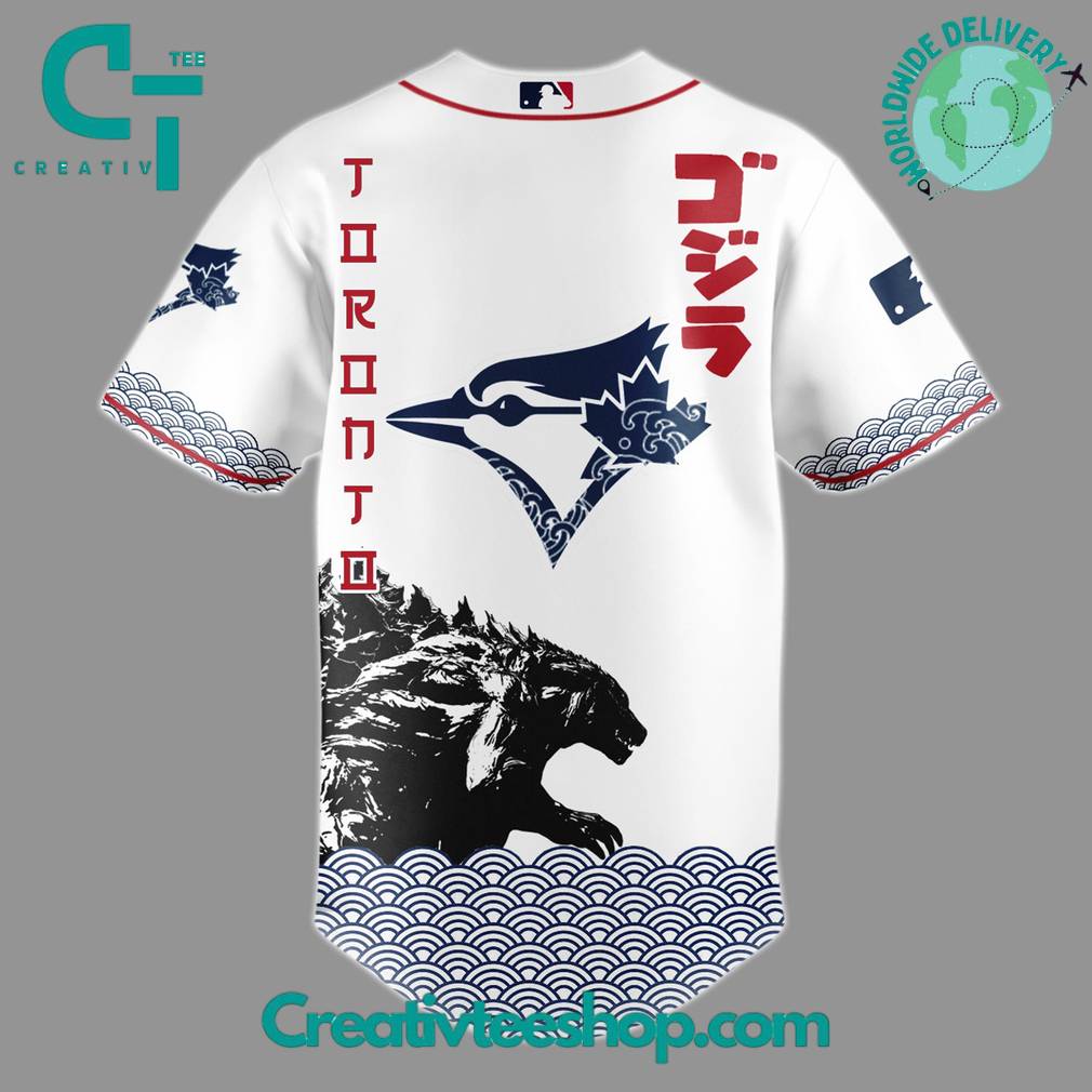 Godzilla X Toronto Blue Jays Japan Edition Special Baseball Jersey - Image 3