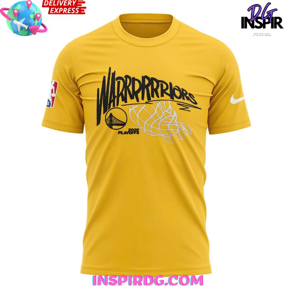 Golden State Warriors 2025 Playoff Special Yellow T-Shirt - Image 2