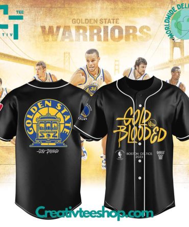 Golden State Warriors Gold Blooded Black Baseball Jersey