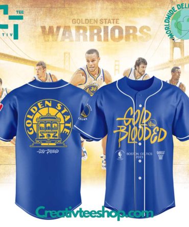 Golden State Warriors Gold Blooded Blue Baseball Jersey