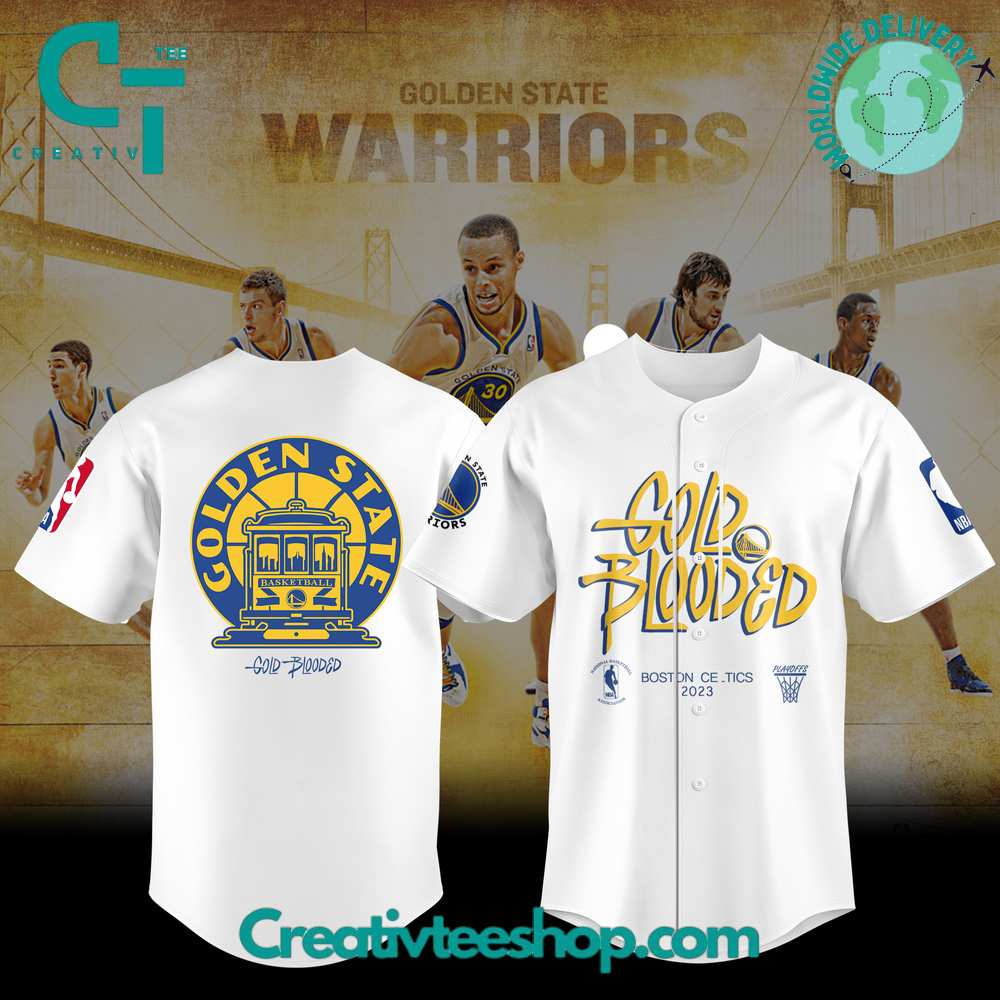 Golden State Warriors Gold Blooded White Baseball Jersey