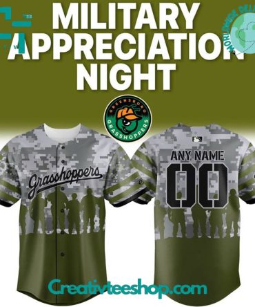 Greensboro Grasshoppers X Military Appreciation Night Camo Personalized Baseball Jersey