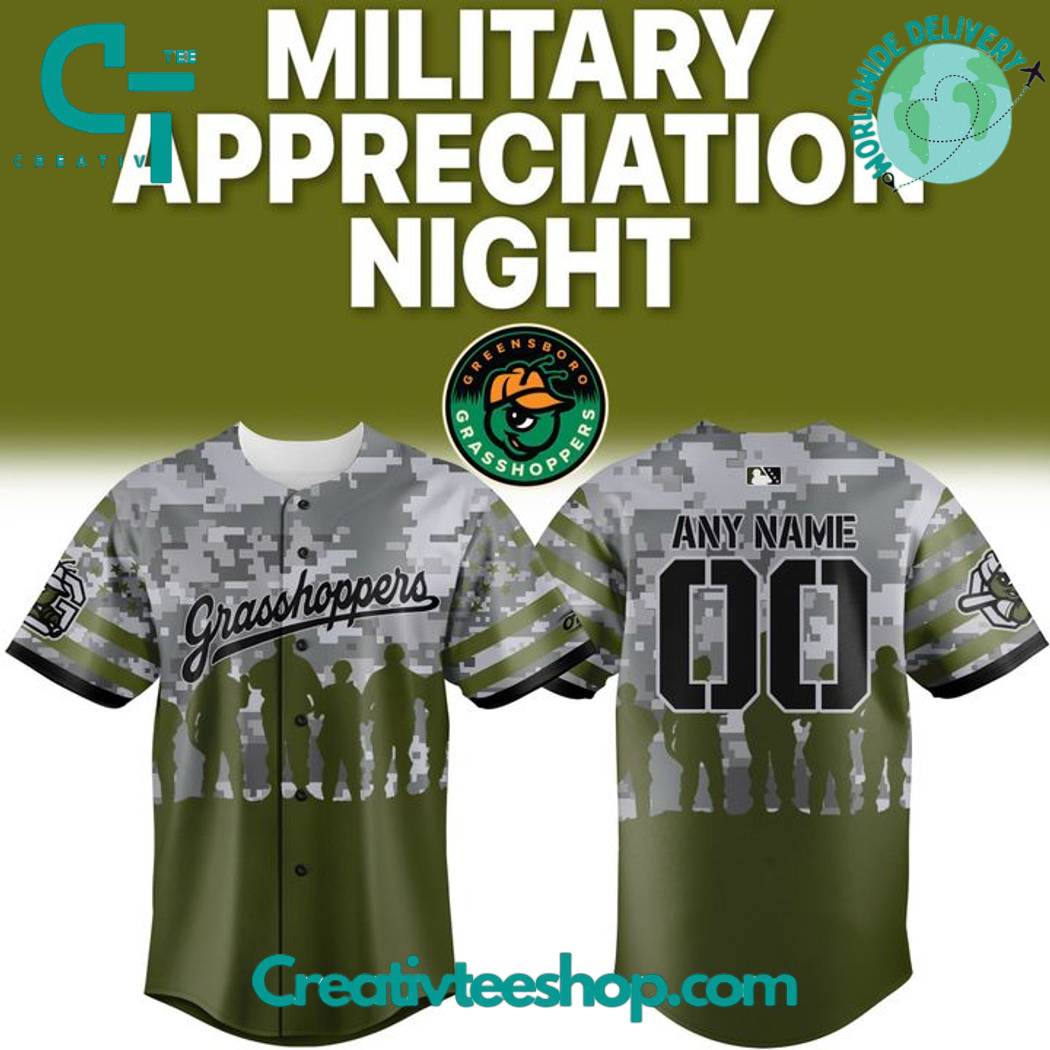 Greensboro Grasshoppers X Military Appreciation Night Camo Personalized Baseball Jersey