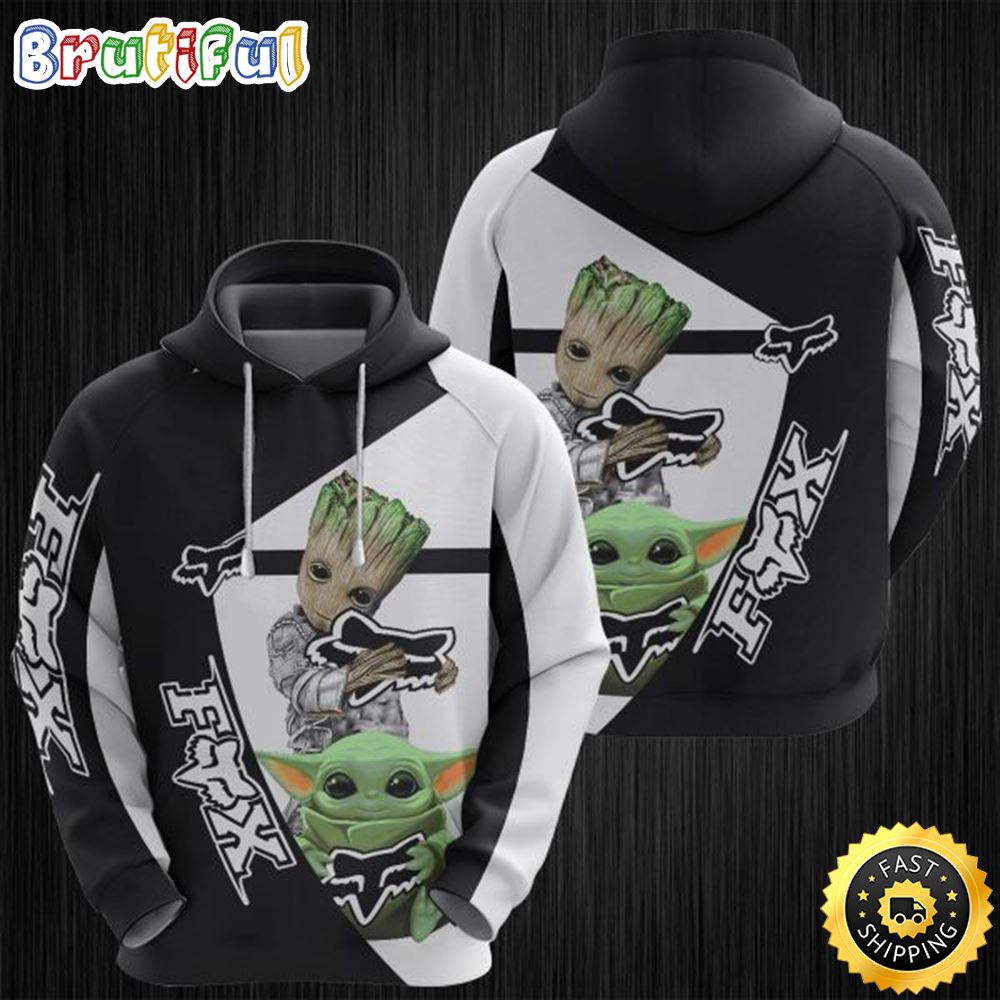 Groot Fox Baby Yoda 3D Printed Hoodie