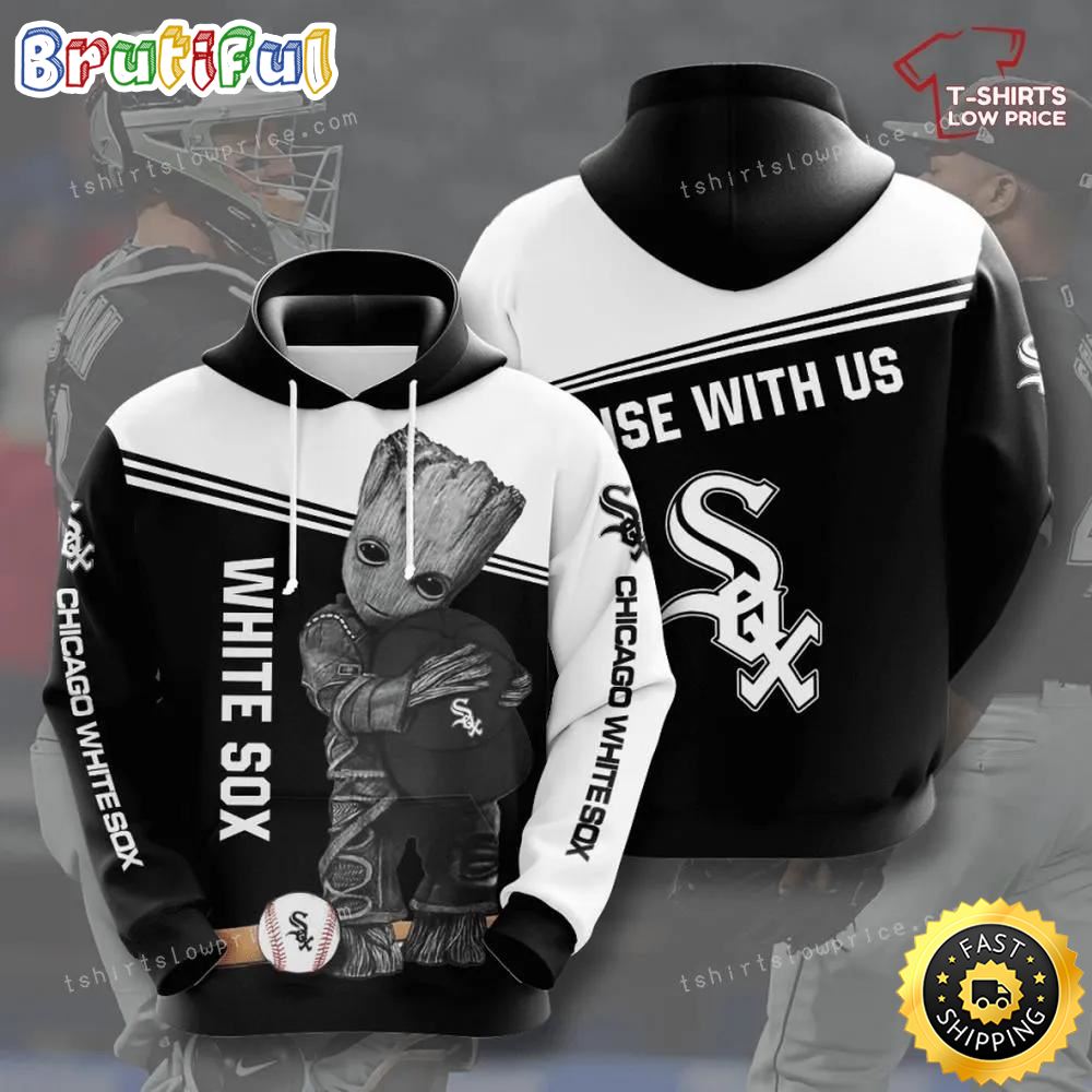Groot Hugging Chicago White Sox All Over Printed 3D Hoodie