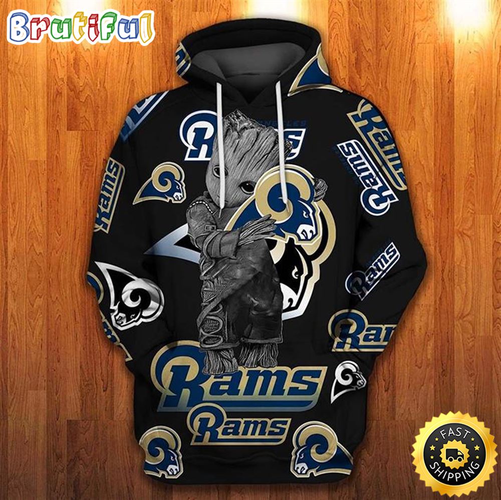 Groot Los Angeles Rams Logo 3D Hoodie