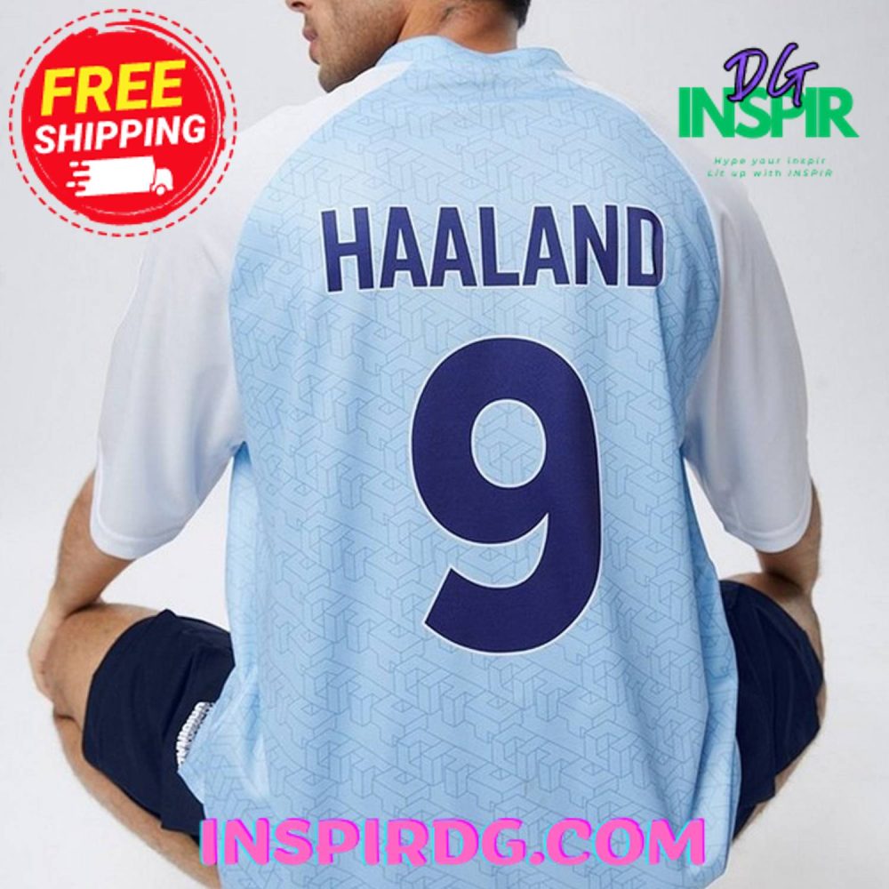 Haaland 9 Blue White Manchester City Oversized T-Shirt