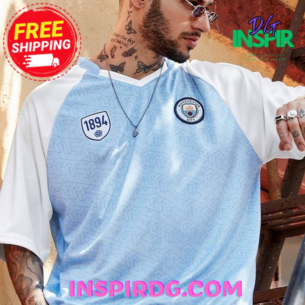 Haaland 9 Blue White Manchester City Oversized T-Shirt - Image 2