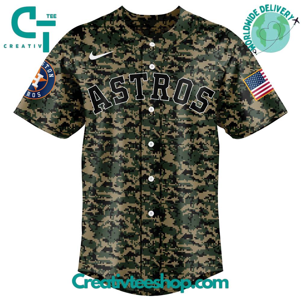 Houston Astros Veterans Day Camo Baseball Jersey - Image 2
