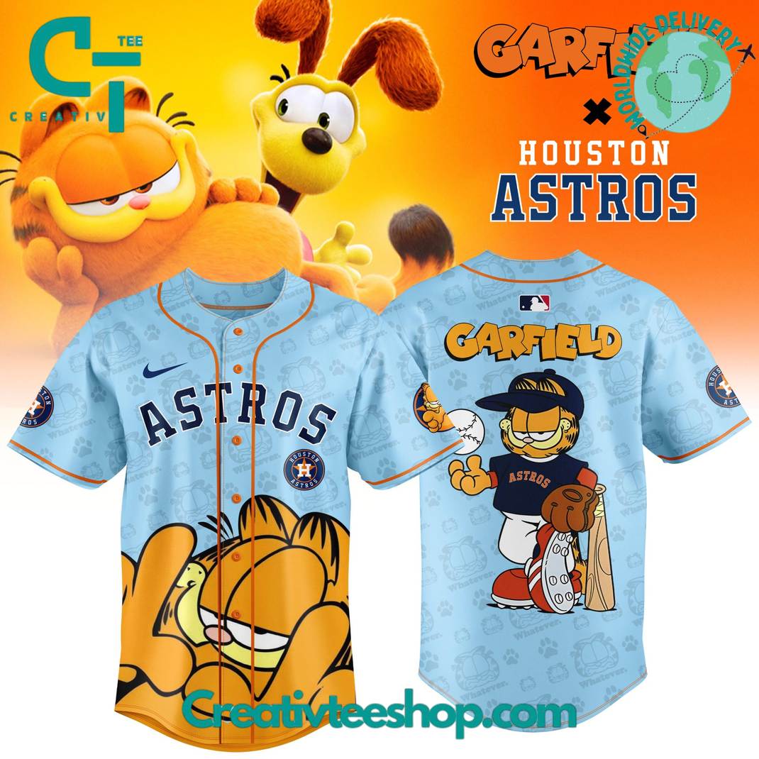 Houston Astros X Garfield Lazy Home Run Limited Edition Baseball Jersey - Image 2