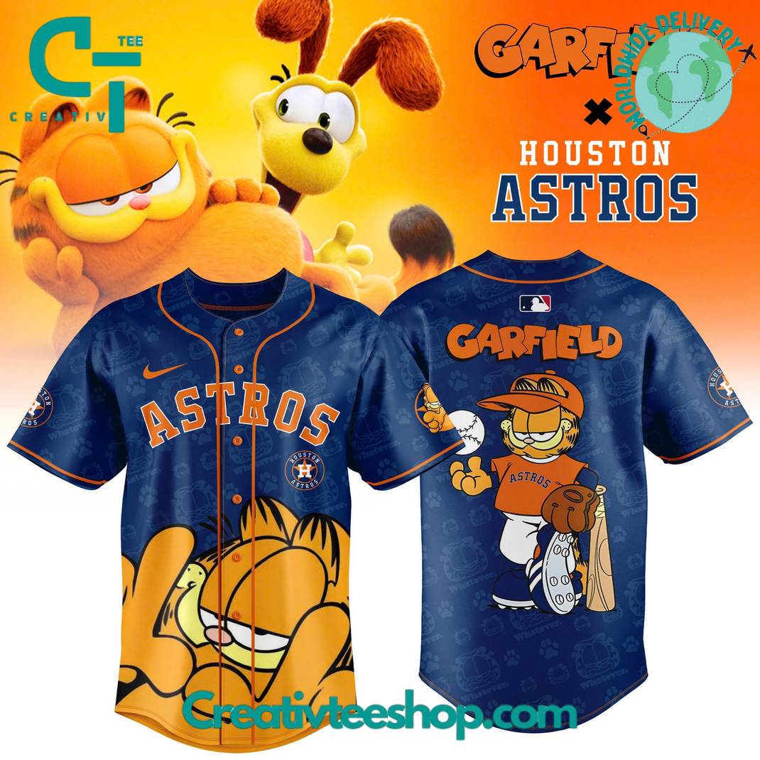 Houston Astros X Garfield Lazy Home Run Limited Edition Baseball Jersey - Image 3