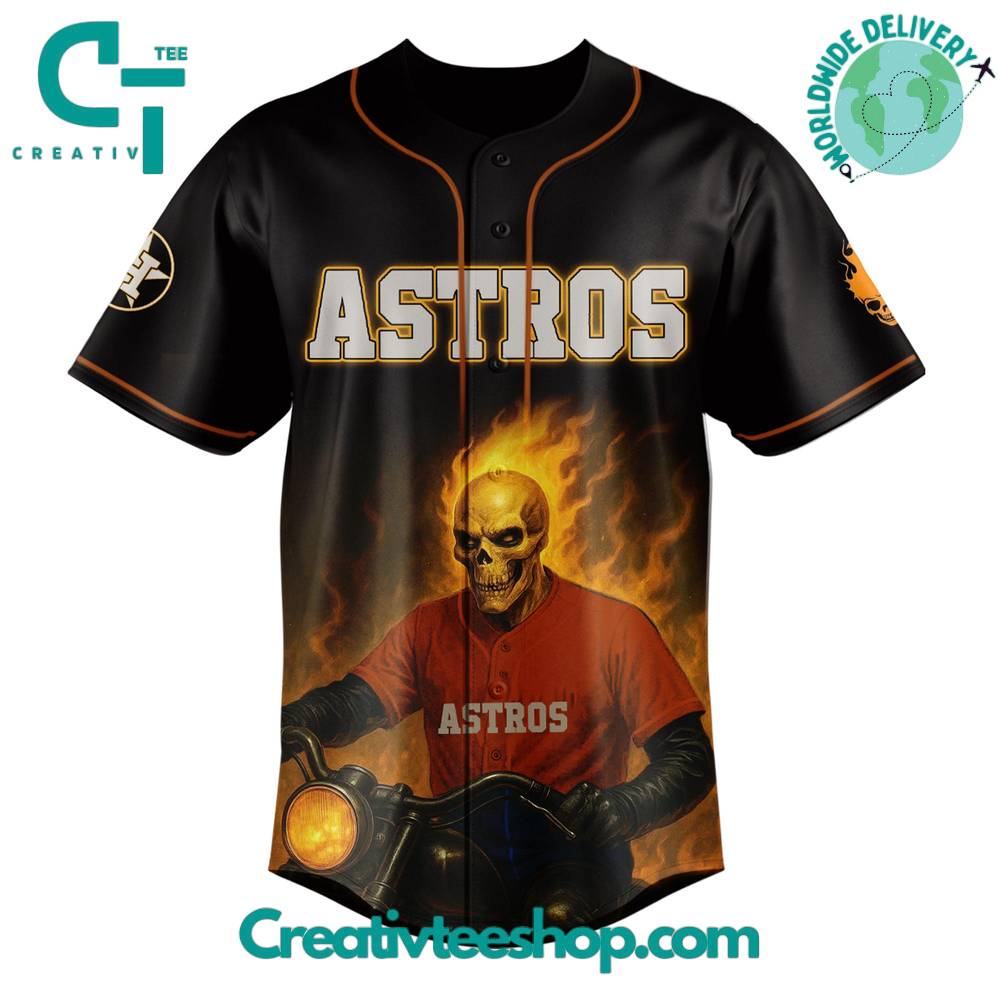 Houston Astros X Ghost Rider Inferno Special Edition Baseball Jersey - Image 2