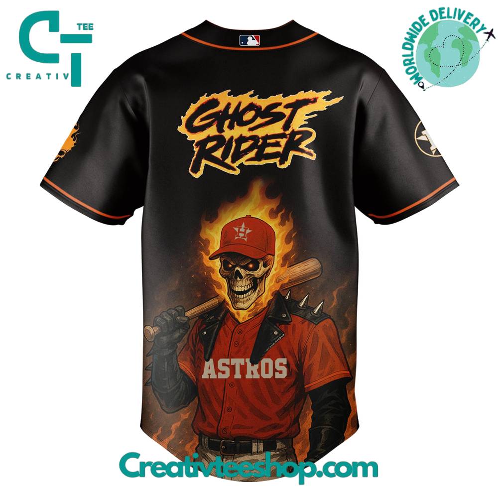 Houston Astros X Ghost Rider Inferno Special Edition Baseball Jersey - Image 3