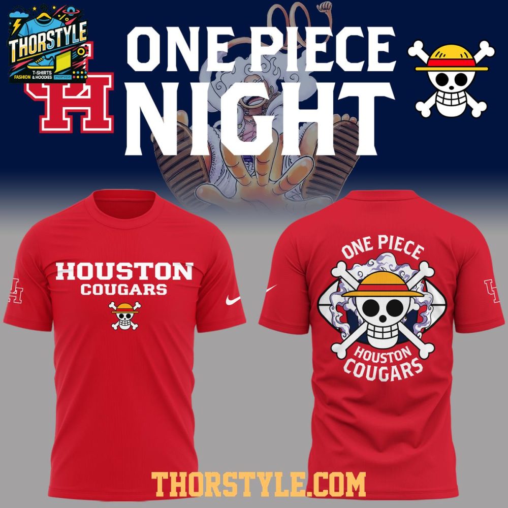 Houston Cougars One Piece 2026 Anime Game Night Hoodie T-Shirt - Image 3