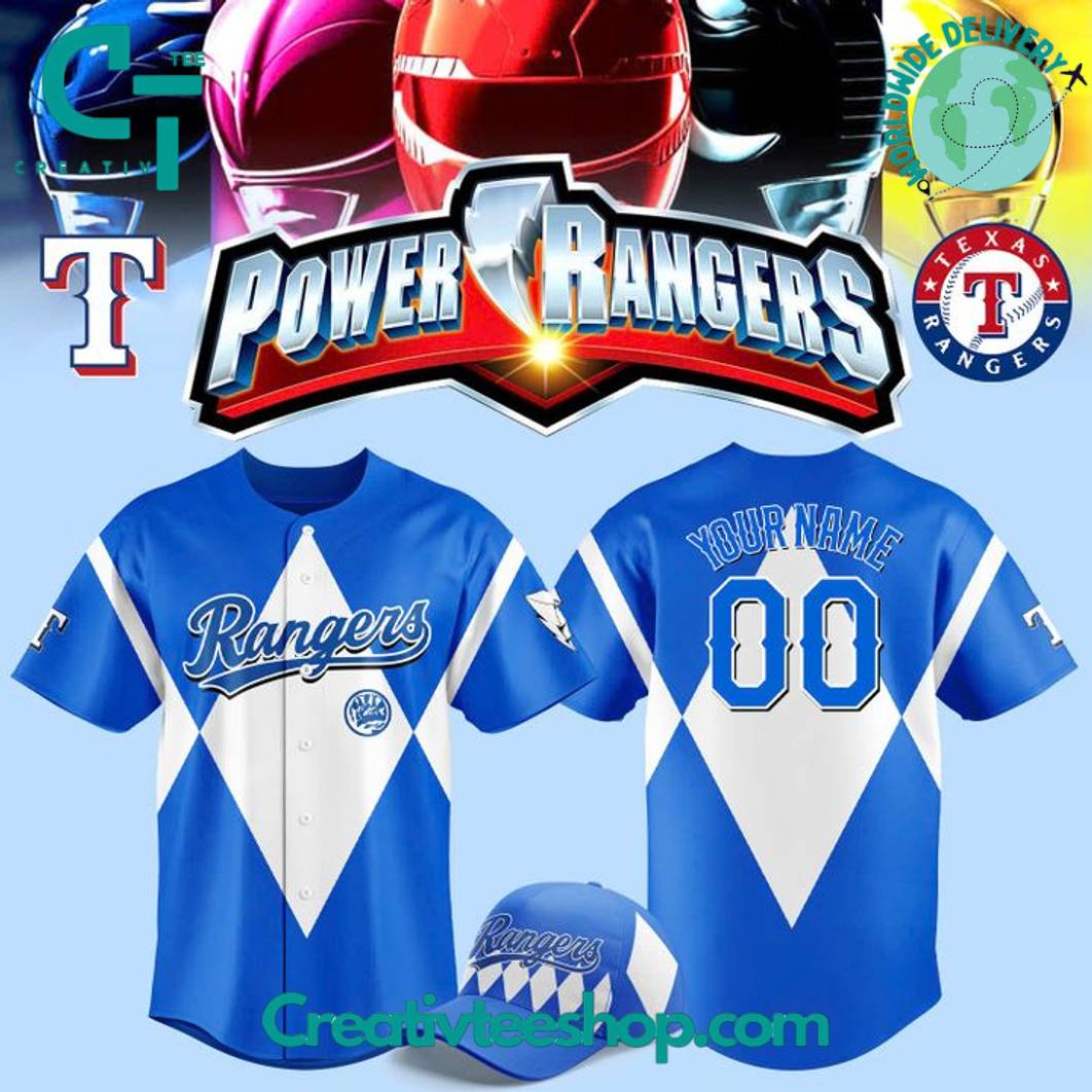 Texas Rangers X Power Rangers Night 2025 Special Blue Baseball Jersey