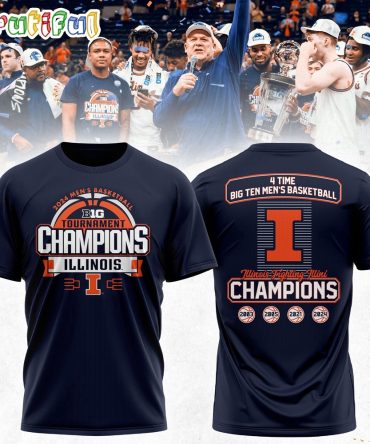 Illinois Fighting Illini 2024 Big Ten Men'S Basketball Conference Tournament Champions All Over Print Shirt