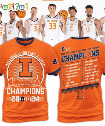 Illinois Fighting Illini 2024 Big Ten Men'S Basketball Conference Tournament Champions T Shirt