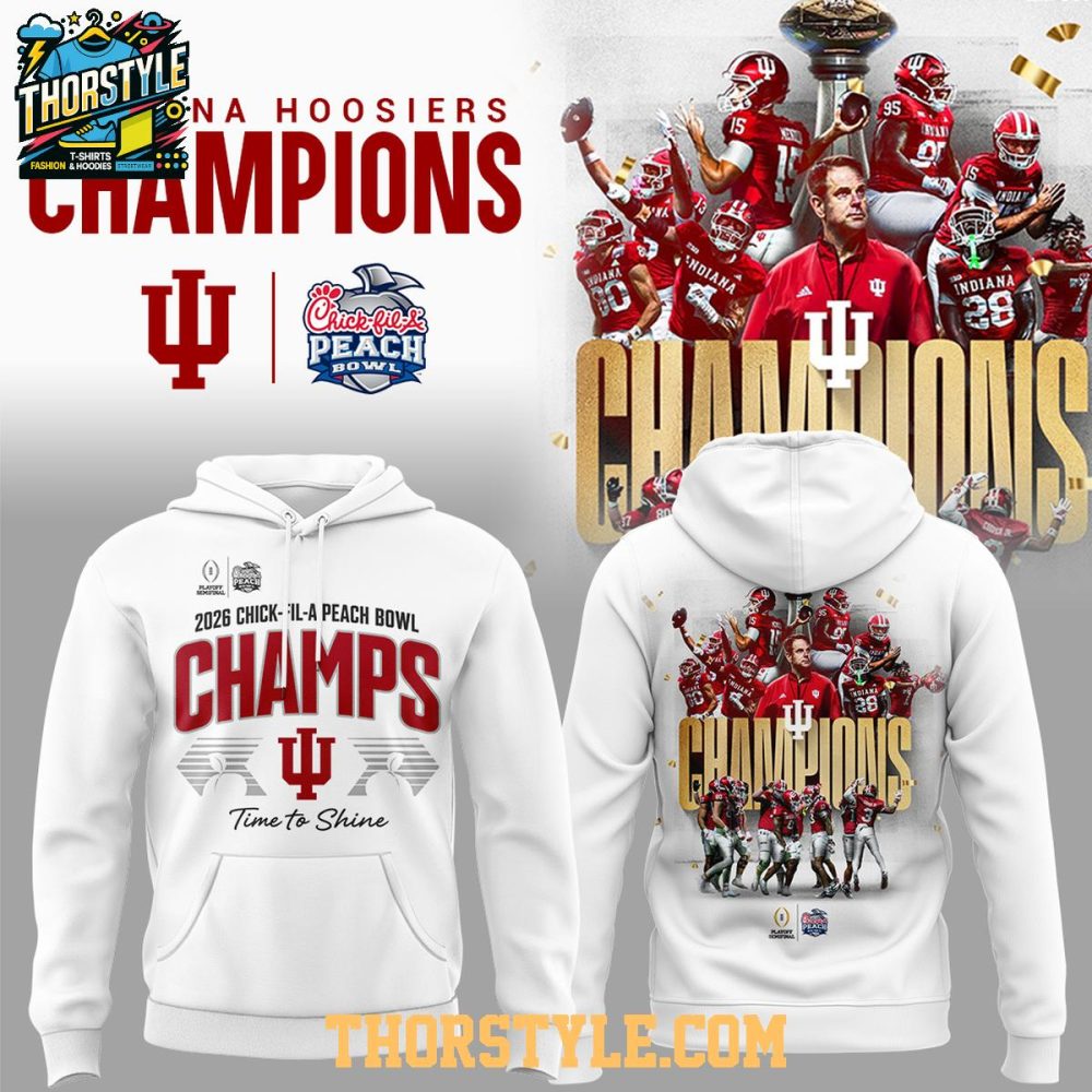 Indiana Hoosiers 2026 Chick-Fil-A Peach Bowl Champions Hoodie Shirts