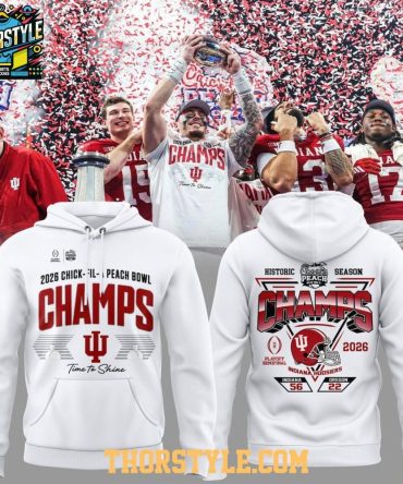 Indiana Hoosiers 2026 Peach Bowl Champions Locker Room Hoodie Shirts
