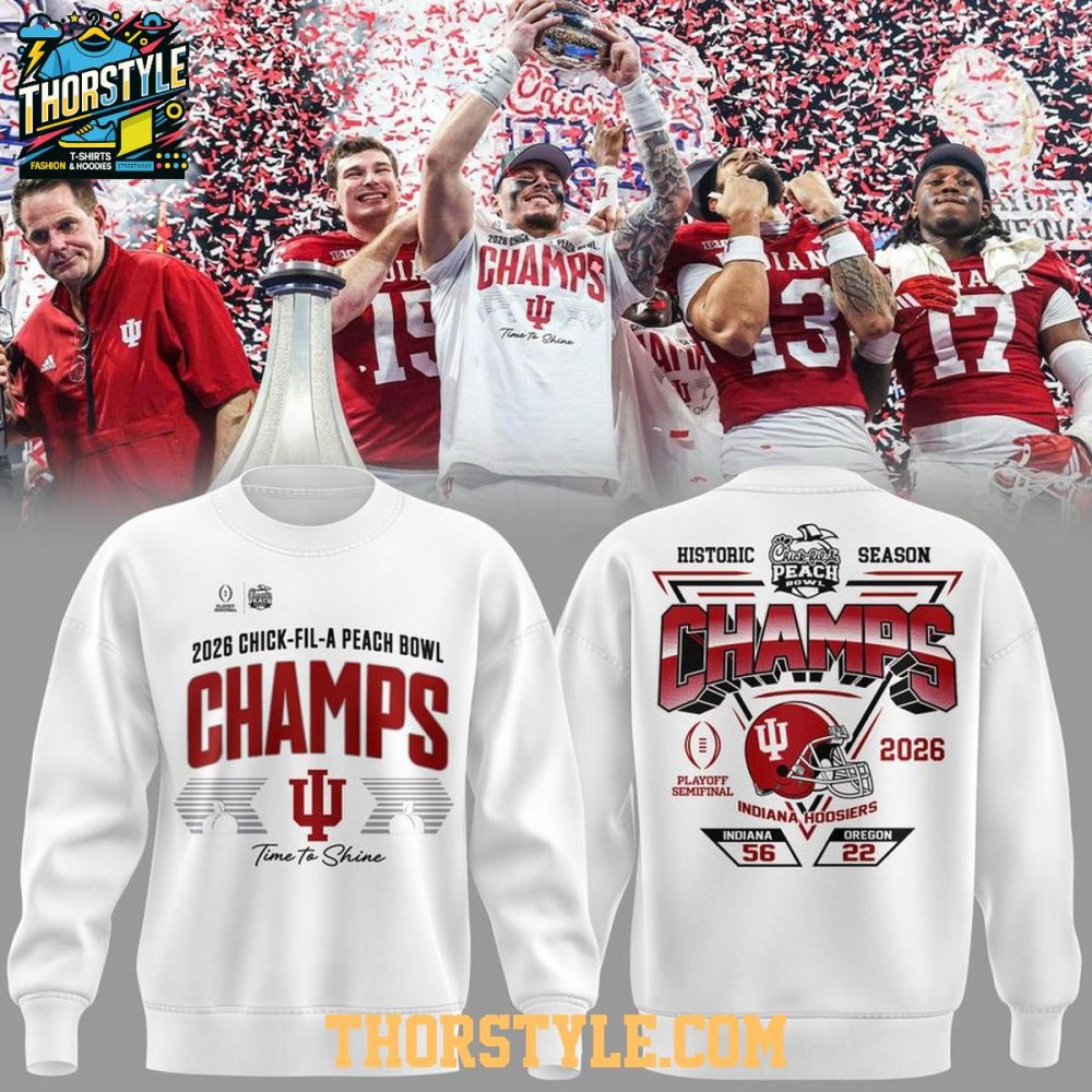 Indiana Hoosiers 2026 Peach Bowl Champions Locker Room Hoodie Shirts - Image 2