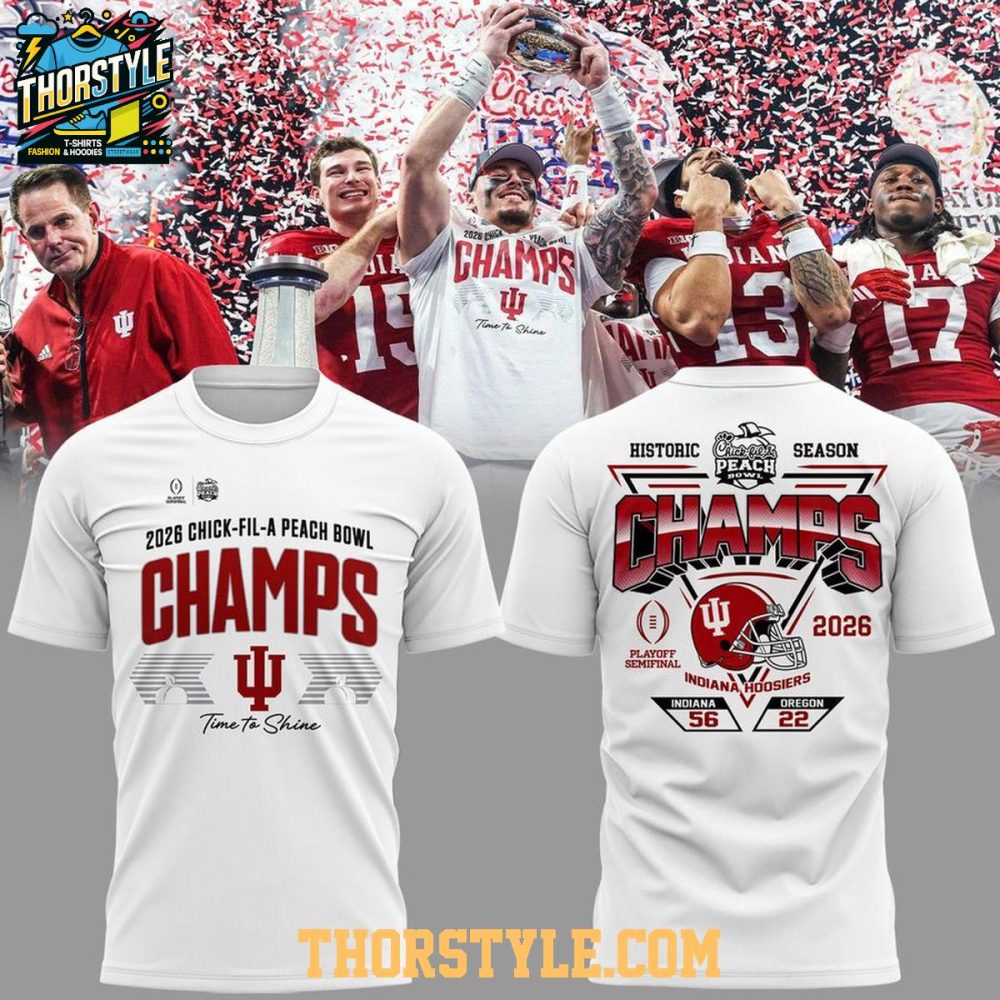 Indiana Hoosiers 2026 Peach Bowl Champions Locker Room Hoodie Shirts - Image 3