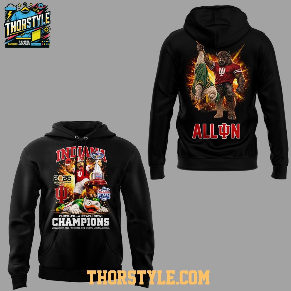 Indiana Hoosiers Chick-Fil-A Peach Bowl Champions 2025-2026 All In Hoodie Shirts - Image 2