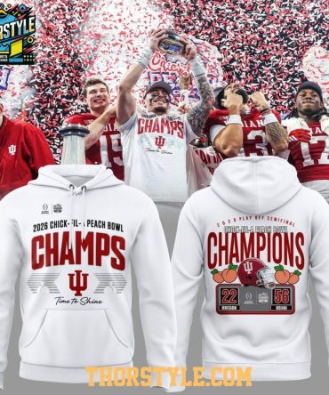 Indiana Hoosiers Locker Room 2026 Peach Bowl Champions Ncaa Playoffs Hoodie Shirts