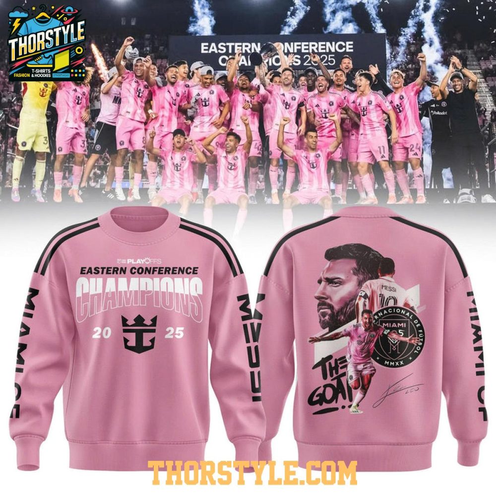 Inter Miami Messi King Of Eastern Conference Champions 2025 Hoodie T-Shirt - Image 2