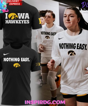 Iowa Hawkeyes Nothing Easy 2025 Black T-Shirt