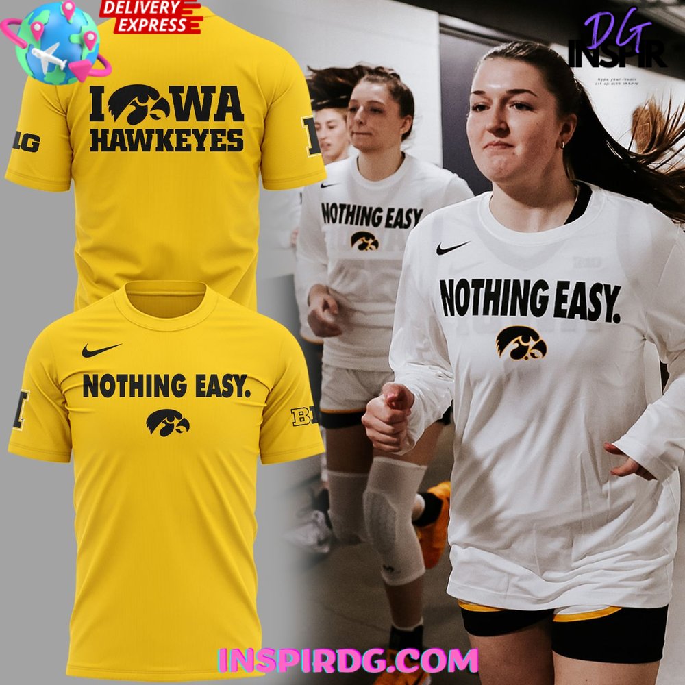Iowa Hawkeyes Nothing Easy 2025 Gold T-Shirt