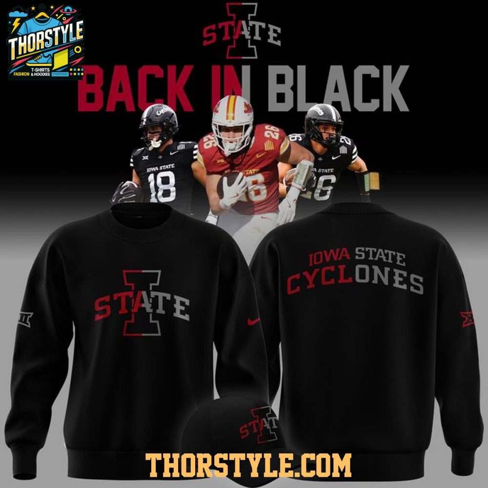 Iowa State Cyclones Back In Black 2025 Drak Mode Vibe Hoodie T-Shirt - Image 2