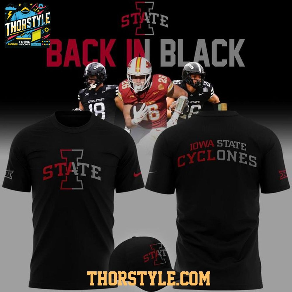 Iowa State Cyclones Back In Black 2025 Drak Mode Vibe Hoodie T-Shirt - Image 3