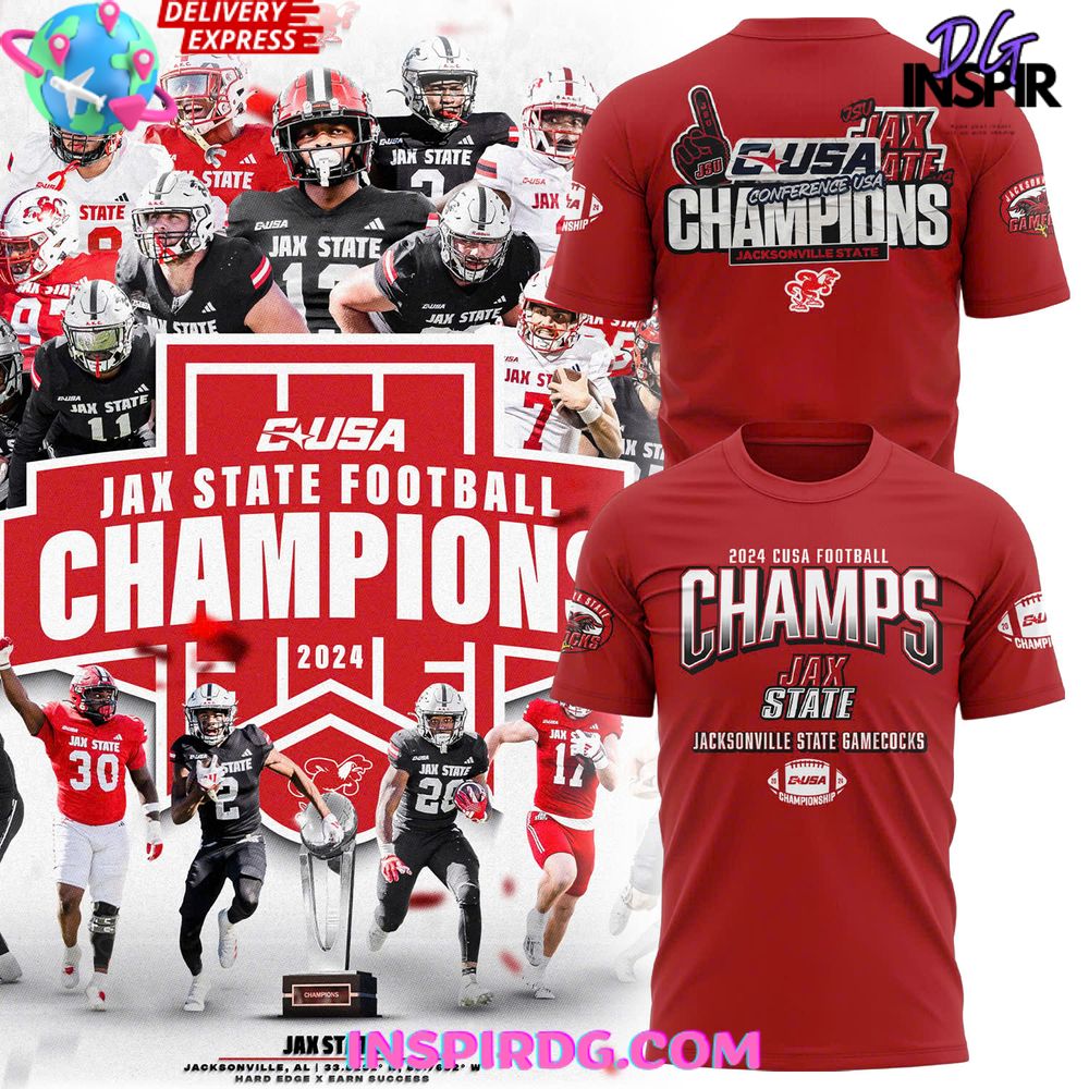 Jacksonville State Gamecocks Conference Usa Champions 2024 Red T-Shirt