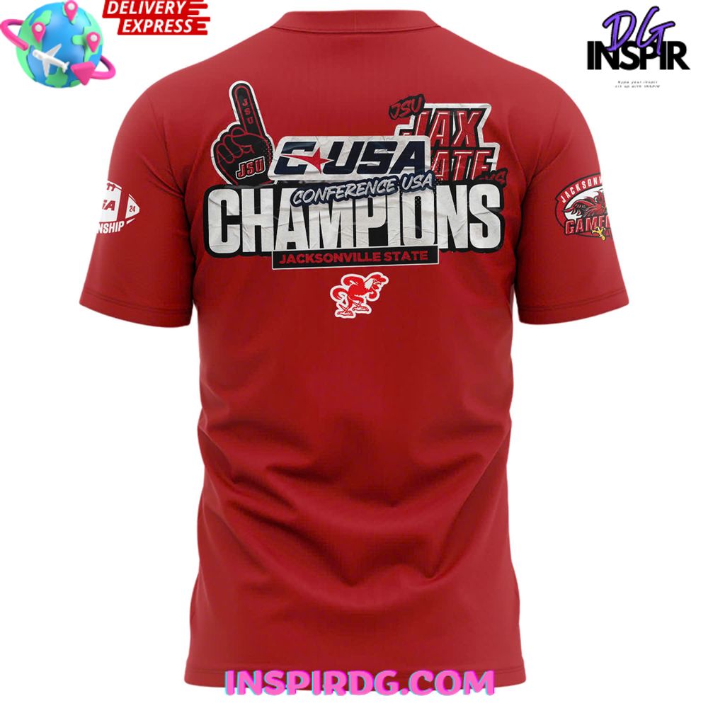 Jacksonville State Gamecocks Conference Usa Champions 2024 Red T-Shirt - Image 3