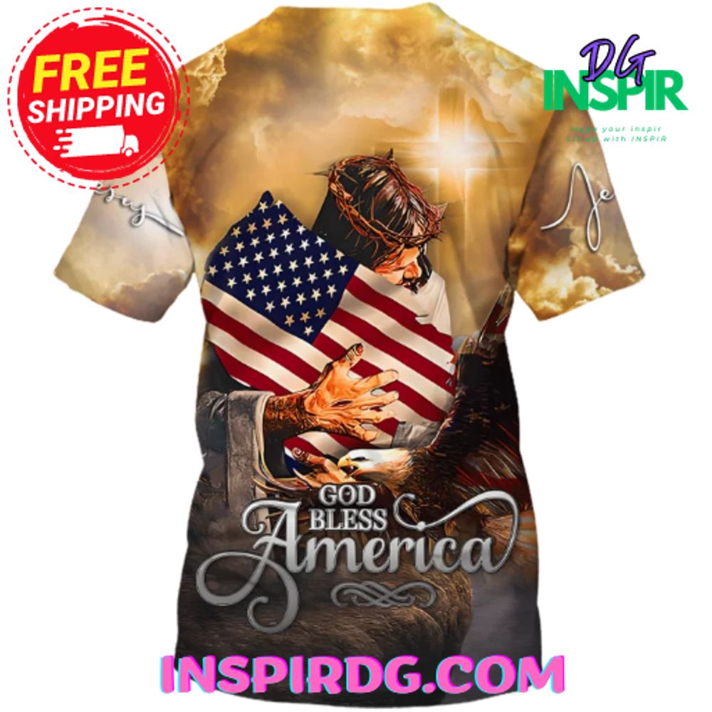 Jesus God Bless America T-Shirt - Image 2