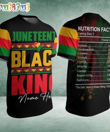 Juneteenth Nutritional Facts Black Freedom 1865 African American Black King 3D Shirt