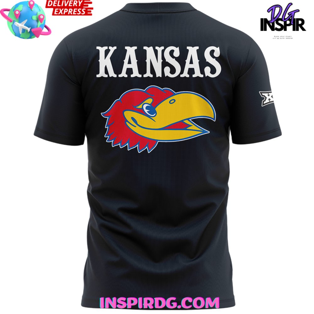 Kansas Jayhawks Football 2024 Black T-Shirt - Image 3