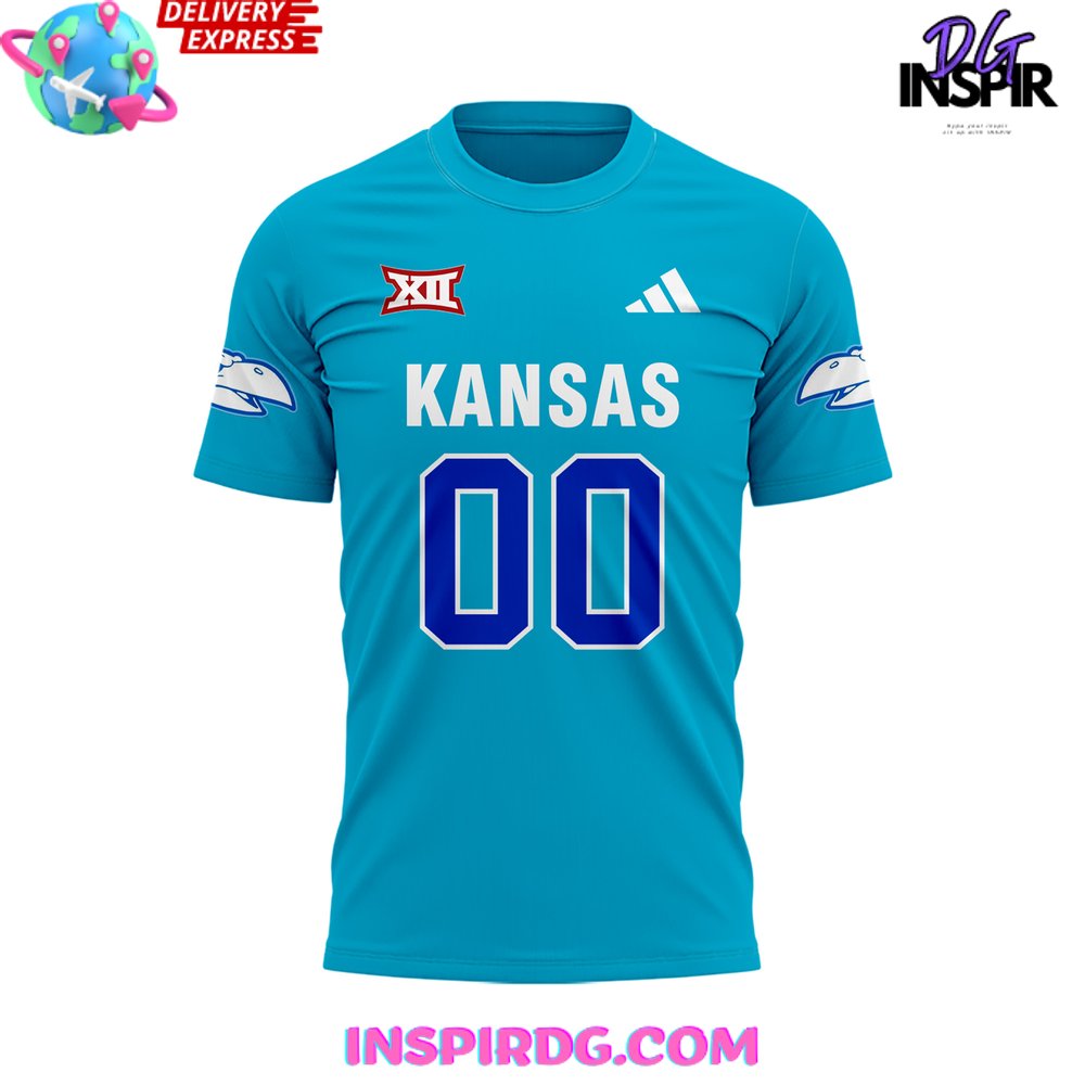 Kansas Jayhawks Football Big Xii Blue T-Shirt - Image 2