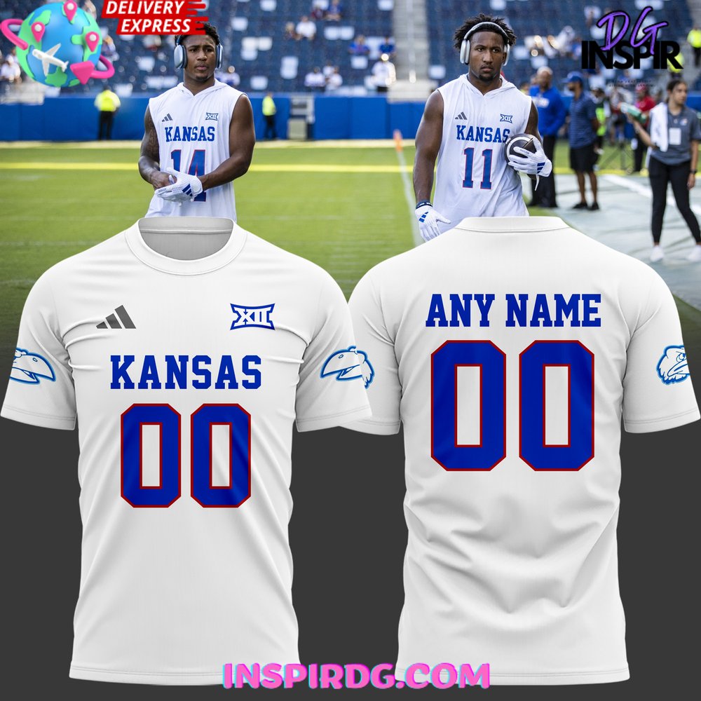 Kansas Jayhawks Football Big Xii White T-Shirt