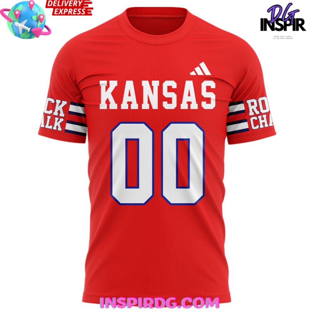 Kansas Jayhawks Rock Chalk Football 2024 T-Shirt - Image 2